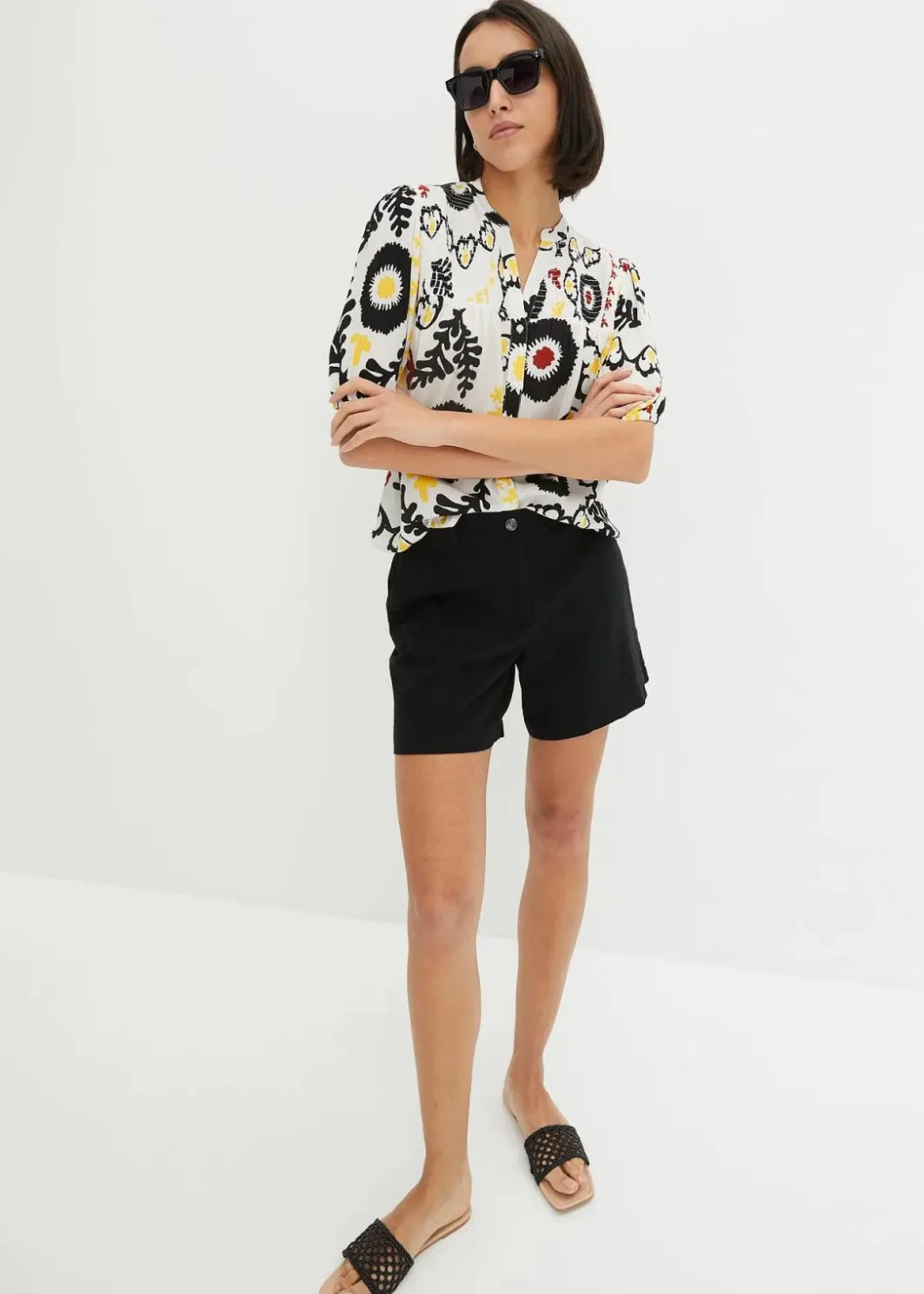 Best Kurzarmbluse mit Smockdetail aus strukturierter Viskose Damen Bekleidung·Jacken & Mäntel|Blusen & Tuniken