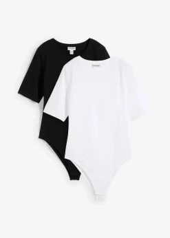 Damen bonprix Basics|Shirts & Tops|Kurzarmbody (2er Pack)