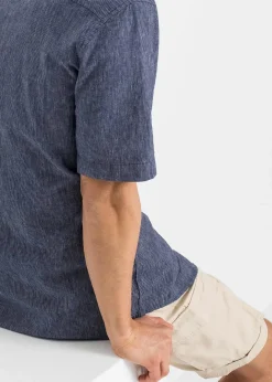 Herren bonprix Große Größen|Hemden|Kurzarmhemd aus luftigem Leinen-Mix