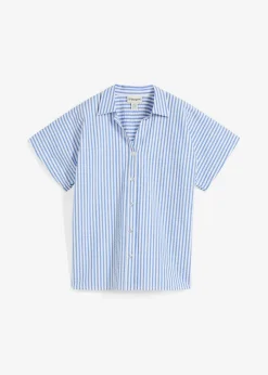 Online Kurzarmhemd aus Seersucker Damen Bekleidung·Jacken & Mäntel|Blusen & Tuniken