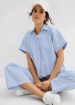 Online Kurzarmhemd aus Seersucker Damen Bekleidung·Jacken & Mäntel|Blusen & Tuniken