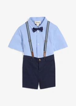 Outlet Kurzarmhemd, Chino-Bermuda, Hosenträger und Fliege (4-tlg.Set) Kinder Jungen 2-8 Jahre·Anzüge & Hemden