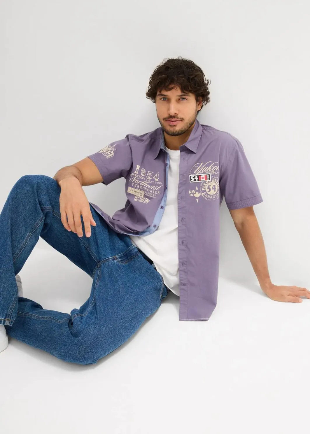 Outlet Kurzarmhemd mit Druck Herren Hemden|Große Größen