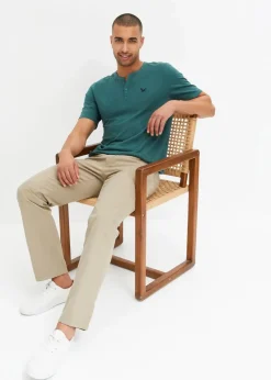 Herren bonprix Große Größen|Basics|Kurzarm-Henleyshirt aus reiner Bio-Baumwolle
