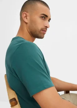 Herren bonprix Große Größen|Basics|Kurzarm-Henleyshirt aus reiner Bio-Baumwolle