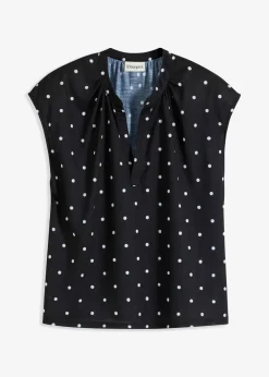 Damen bonprix Nachhaltigere Materialien|Shirts & Tops|Kurzarmshirt mit Henley-Ausschnitt aus Viskosemix