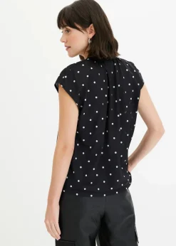 Damen bonprix Nachhaltigere Materialien|Shirts & Tops|Kurzarmshirt mit Henley-Ausschnitt aus Viskosemix
