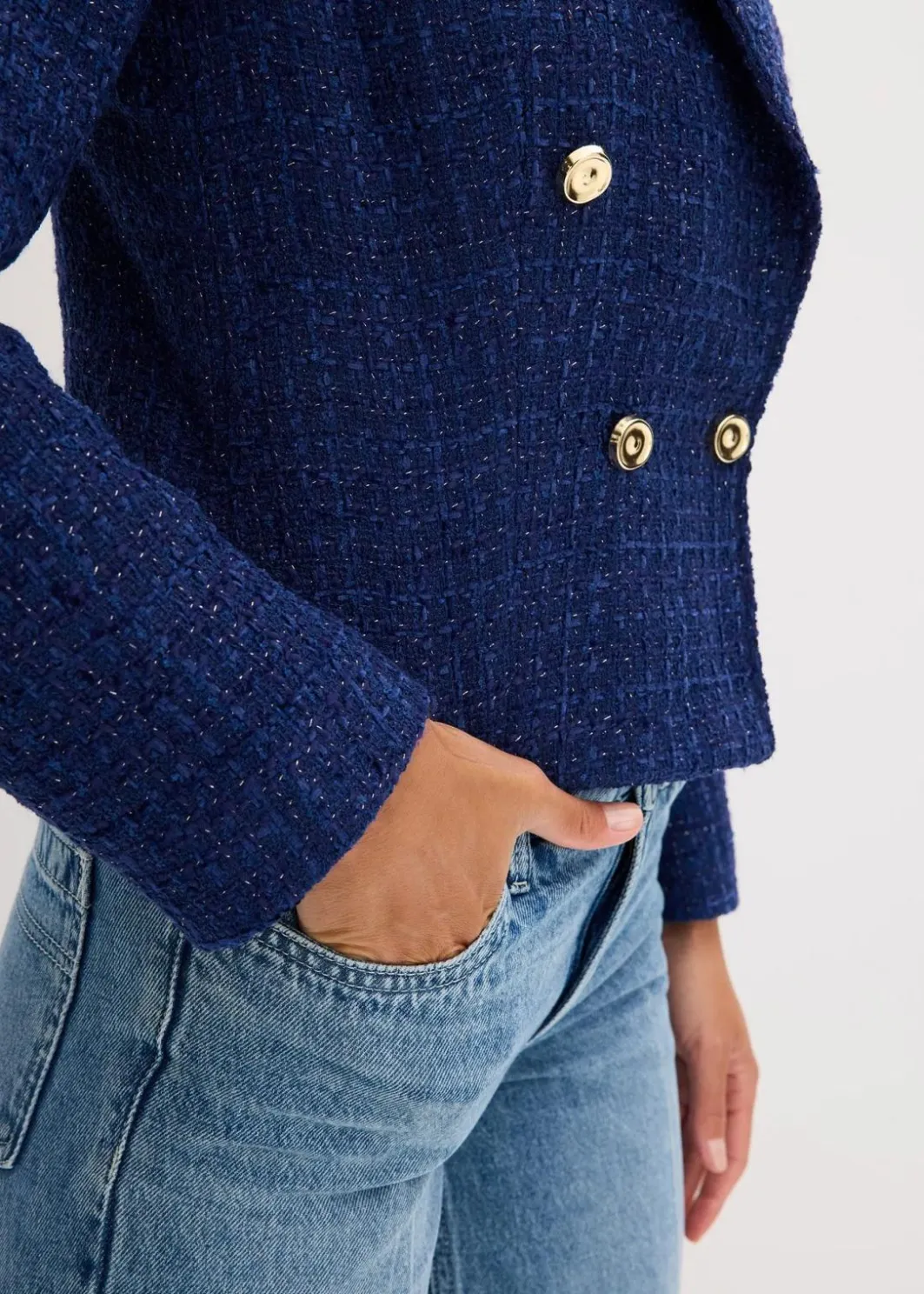 Damen bonprix Blazer|Bekleidung·Basics|Kurzblazer aus softem Bouclé