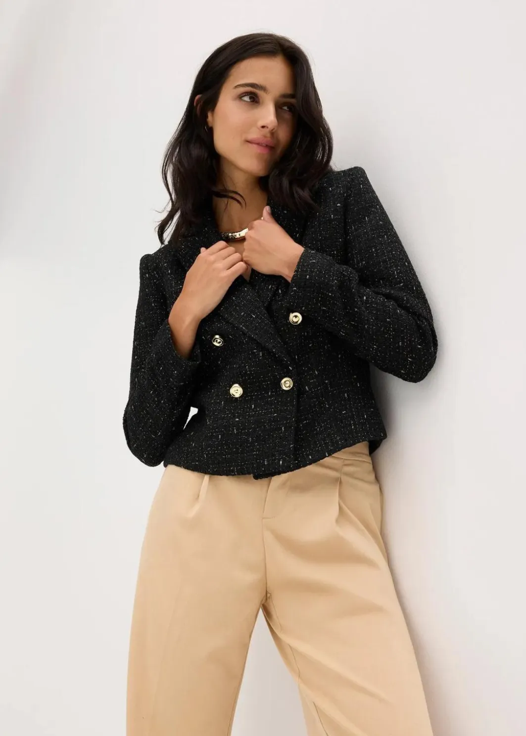 Sale Kurzblazer aus softem Bouclé Damen Bekleidung·Basics|Blazer