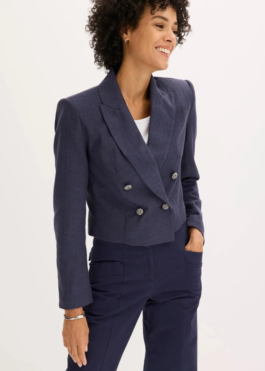 Damen bonprix Bekleidung·Basics|Blazer|Kurzblazer mit markanten Schultern