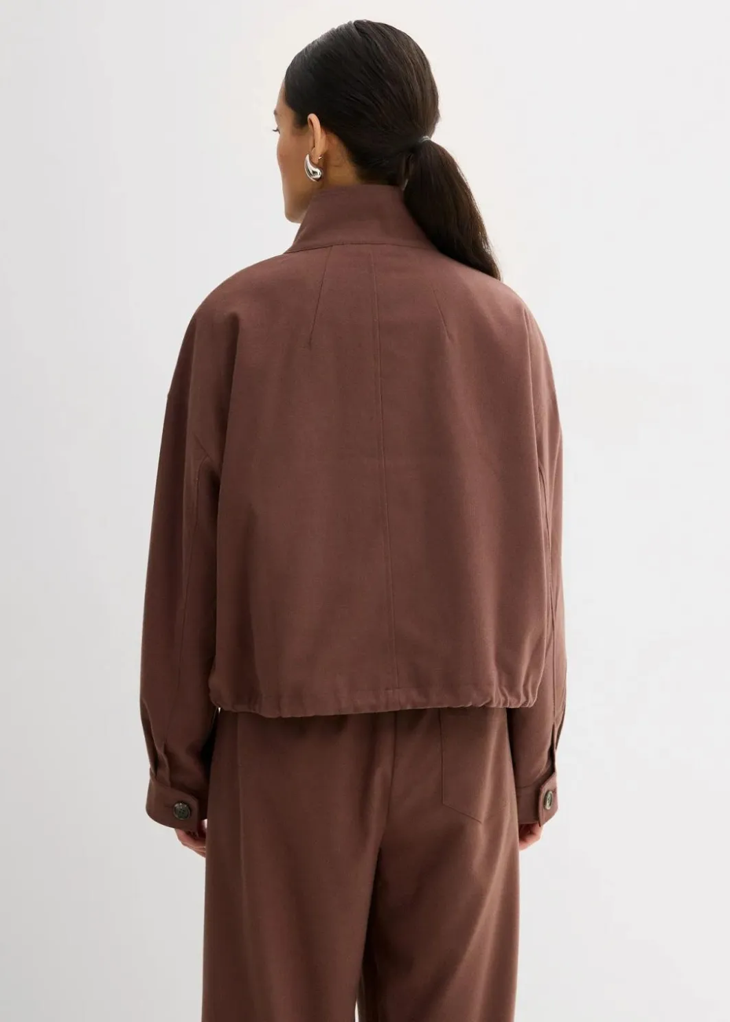 Sale Kurze Übergangsjacke aus Viskose-Mix Damen Bekleidung·Hosen|Zweiteiler & Sets