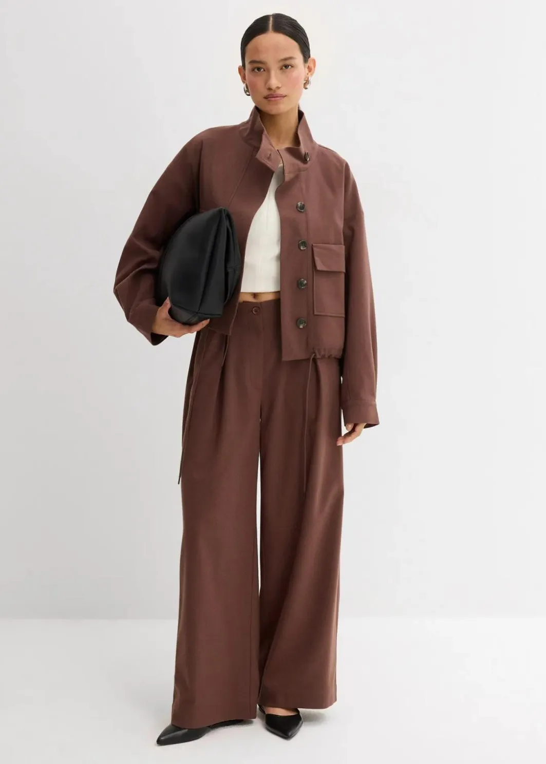 Sale Kurze Übergangsjacke aus Viskose-Mix Damen Bekleidung·Hosen|Zweiteiler & Sets