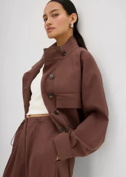 Sale Kurze Übergangsjacke aus Viskose-Mix Damen Bekleidung·Hosen|Zweiteiler & Sets