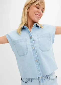 Damen bonprix Bekleidung·Jacken & Mäntel|Blusen & Tuniken|Kurze Boxy-Jeansbluse