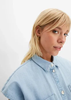Damen bonprix Bekleidung·Jacken & Mäntel|Blusen & Tuniken|Kurze Boxy-Jeansbluse