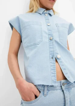 Damen bonprix Bekleidung·Jacken & Mäntel|Blusen & Tuniken|Kurze Boxy-Jeansbluse