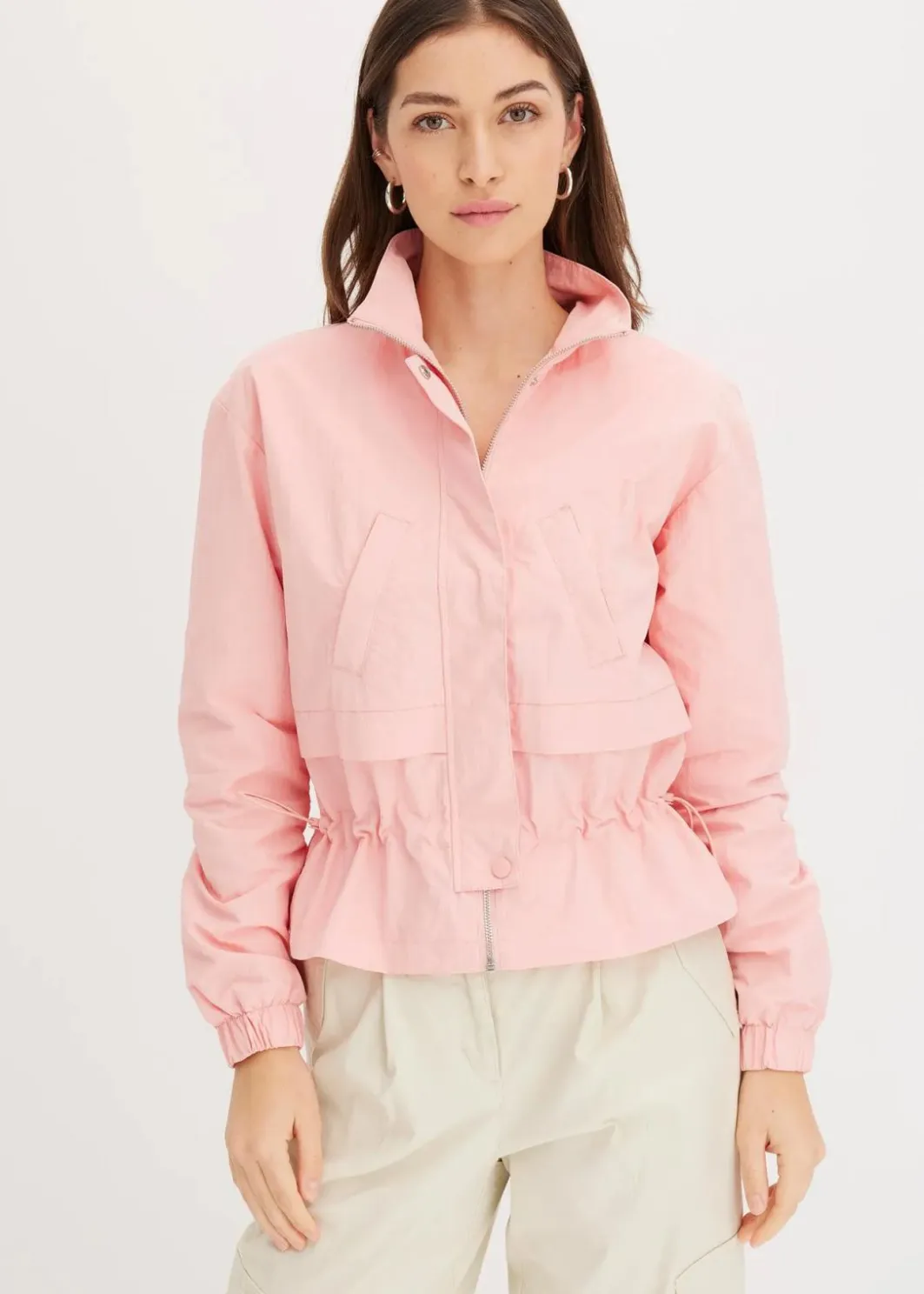 Damen bonprix Bekleidung·Hosen|Jacken & Mäntel|Kurze Jacke mit Taillen-Tunnelzug