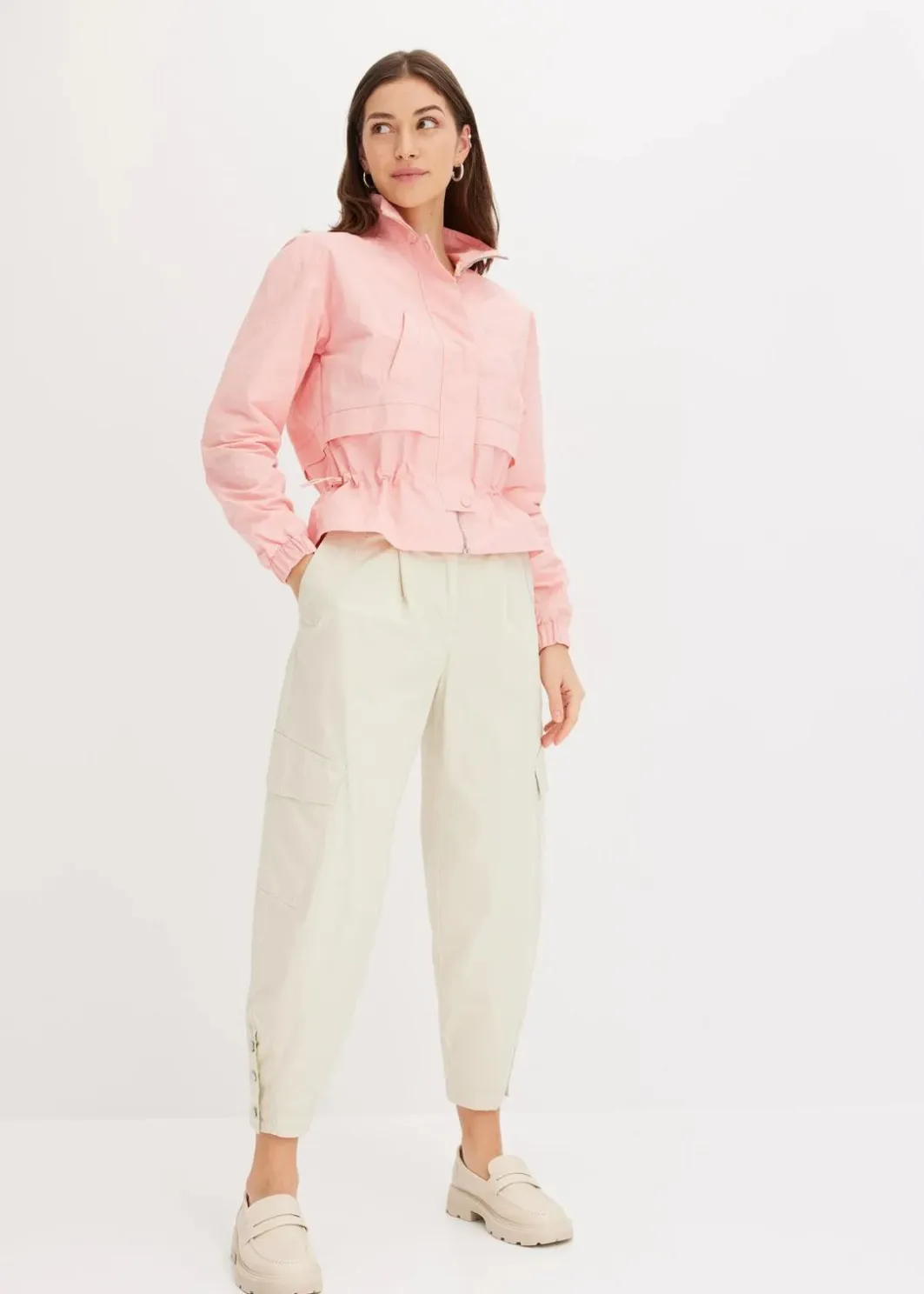 Damen bonprix Bekleidung·Hosen|Jacken & Mäntel|Kurze Jacke mit Taillen-Tunnelzug