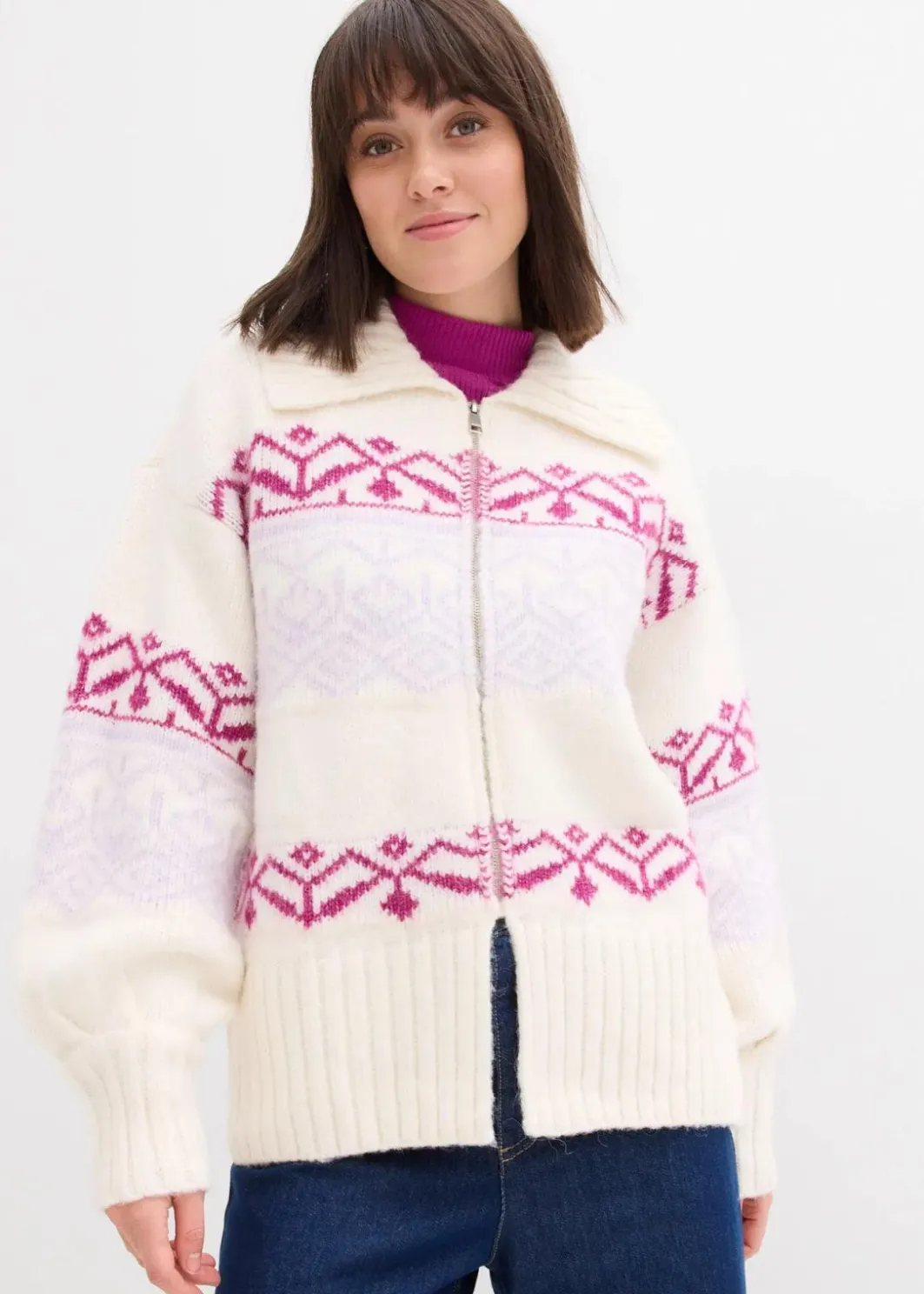 Outlet Kurze Norweger-Strickjacke Damen Bekleidung·Jeans|Pullover & Strickjacken