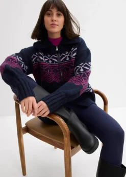 Sale Kurze Norweger-Strickjacke Damen Pullover & Strickjacken|Bekleidung·Jeans