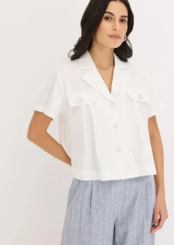 Sale Kurze Popeline - Kurzarmbluse aus Baumwolle Damen Blusen & Tuniken|Bekleidung·Jacken & Mäntel