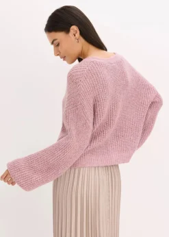 Sale Kurze Strickjacke mit Glitzergarn und Wollanteil Damen Pullover & Strickjacken|Strickmode