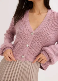 Sale Kurze Strickjacke mit Glitzergarn und Wollanteil Damen Pullover & Strickjacken|Strickmode