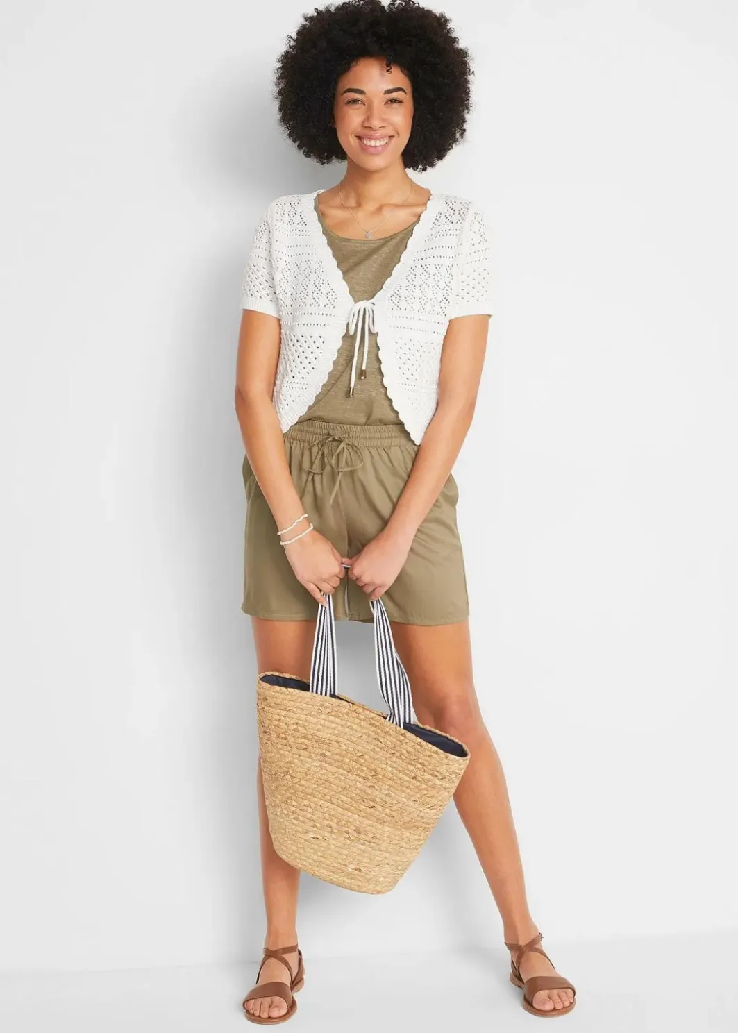 Damen bonprix Jacken & Mäntel|Strickmode|Kurzer Häkelbolero