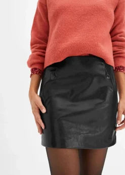 Online Kurzer Lederimitat-Rock Damen Röcke|Bekleidung·Sportbekleidung