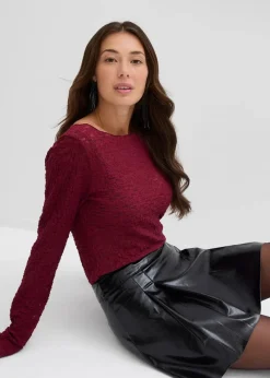 Damen bonprix Nachhaltigere Materialien|Röcke|Kurzer Lederimitat-Rock mit Kellerfalten