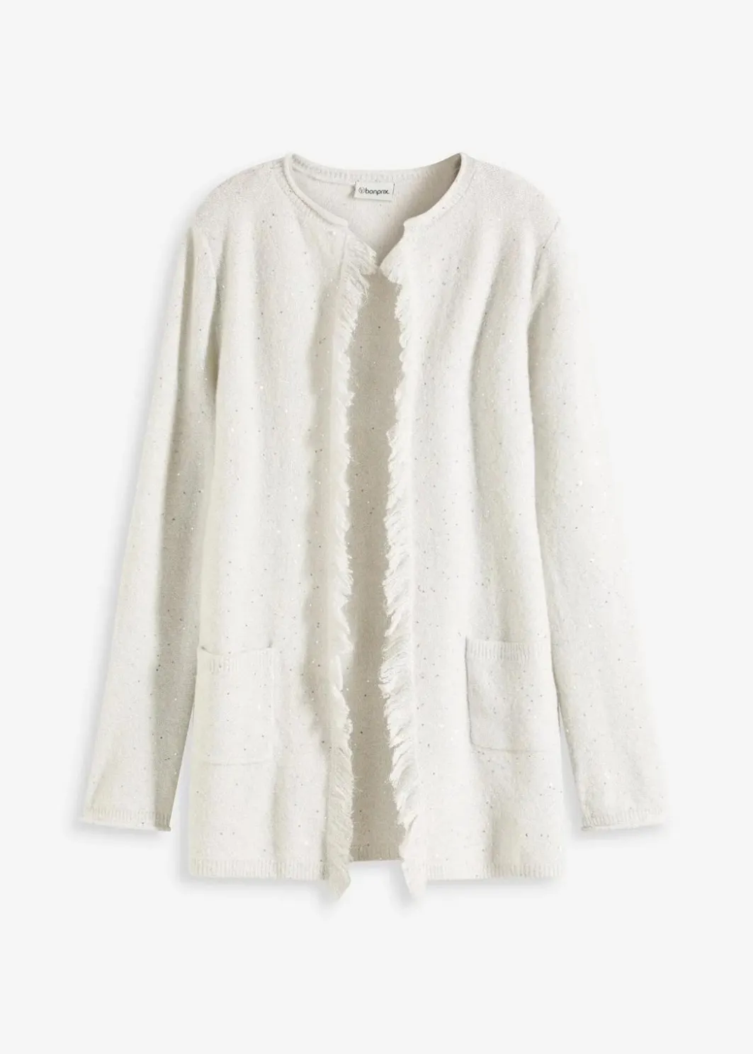 Damen bonprix Pullover & Strickjacken|Strickmode|Kurzer Strickmantel mit Pailetten und Glanzgarn