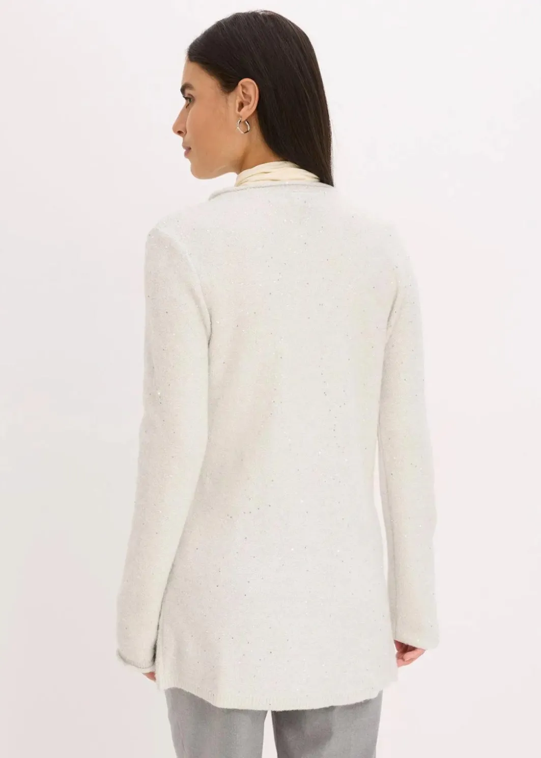 Damen bonprix Pullover & Strickjacken|Strickmode|Kurzer Strickmantel mit Pailetten und Glanzgarn