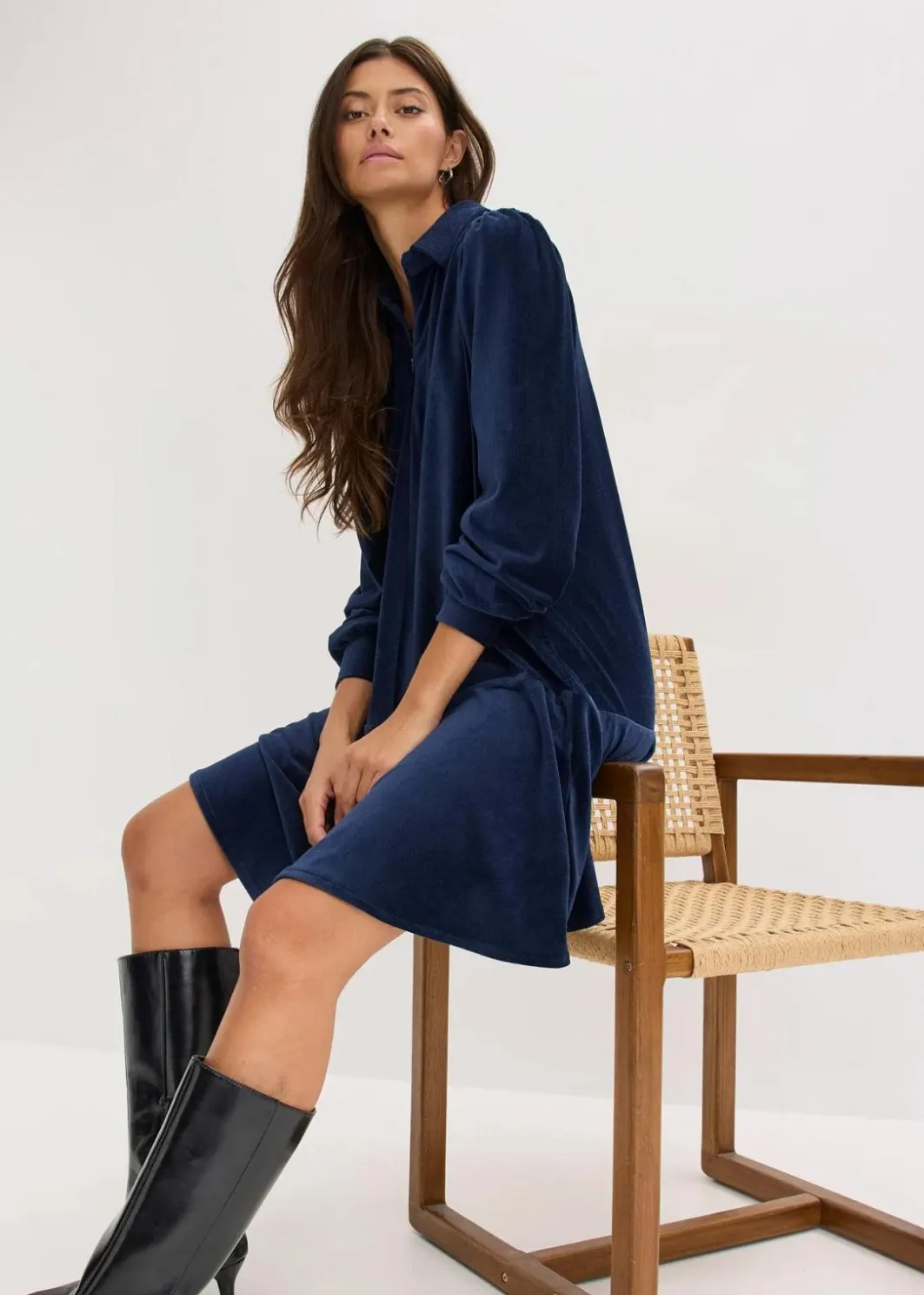 Damen bonprix Kleider|Kurzes Cord-Kleid