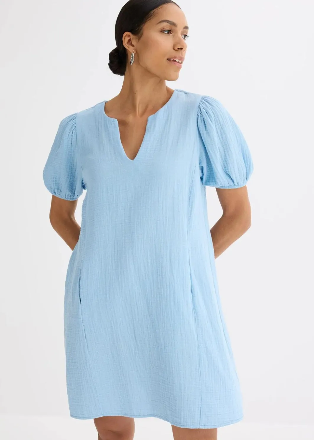 Damen bonprix Kleider|Bekleidung·Pullover & Strickjacken|Kurzes Kleid aus Musselin