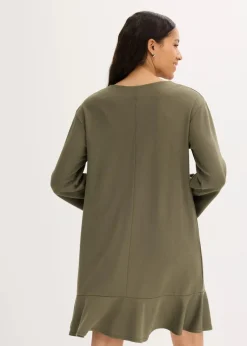 Damen bonprix Kleider|Bekleidung·Pullover & Strickjacken|Kurzes Kleid mit Volant aus Punto di Roma