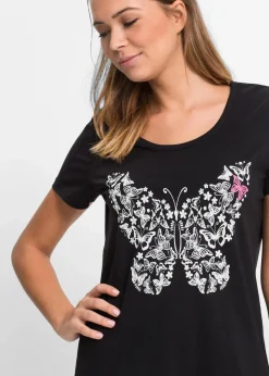Damen bonprix Wäsche·Nachtwäsche|Nachhaltigere Materialien|Kurzes Nachthemd aus Bio-Baumwolle