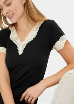 Best Kurzes Nachthemd mit zarter Spitze Damen Wäsche·Nachtwäsche|Nachhaltigere Materialien