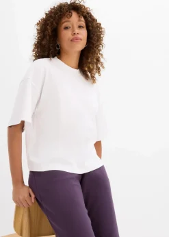 Best Kurzes Oversize-Shirt aus reiner schwerer Bio-Baumwolle Damen Shirts & Tops|Basics