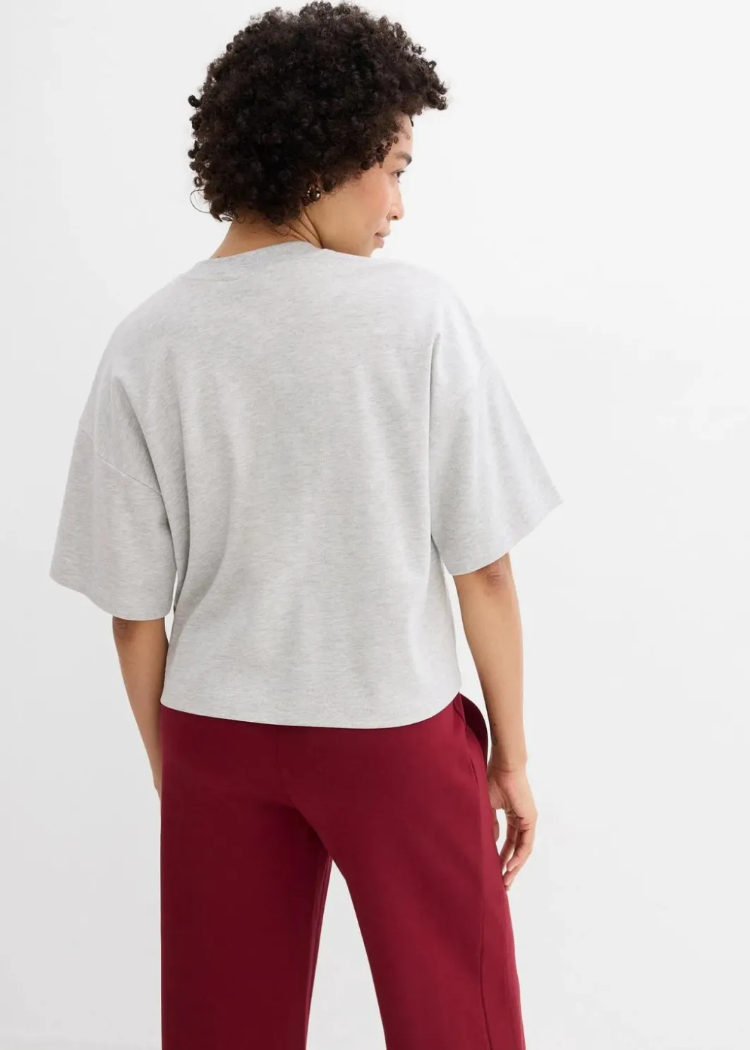 Damen bonprix Shirts & Tops|Basics|Kurzes Oversize-Shirt aus reiner schwerer Bio-Baumwolle