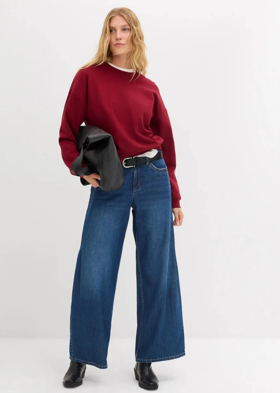 Damen bonprix Nachhaltigere Materialien|Sweat|Kurzes Oversize-Sweatshirt aus reiner Bio-Baumwolle