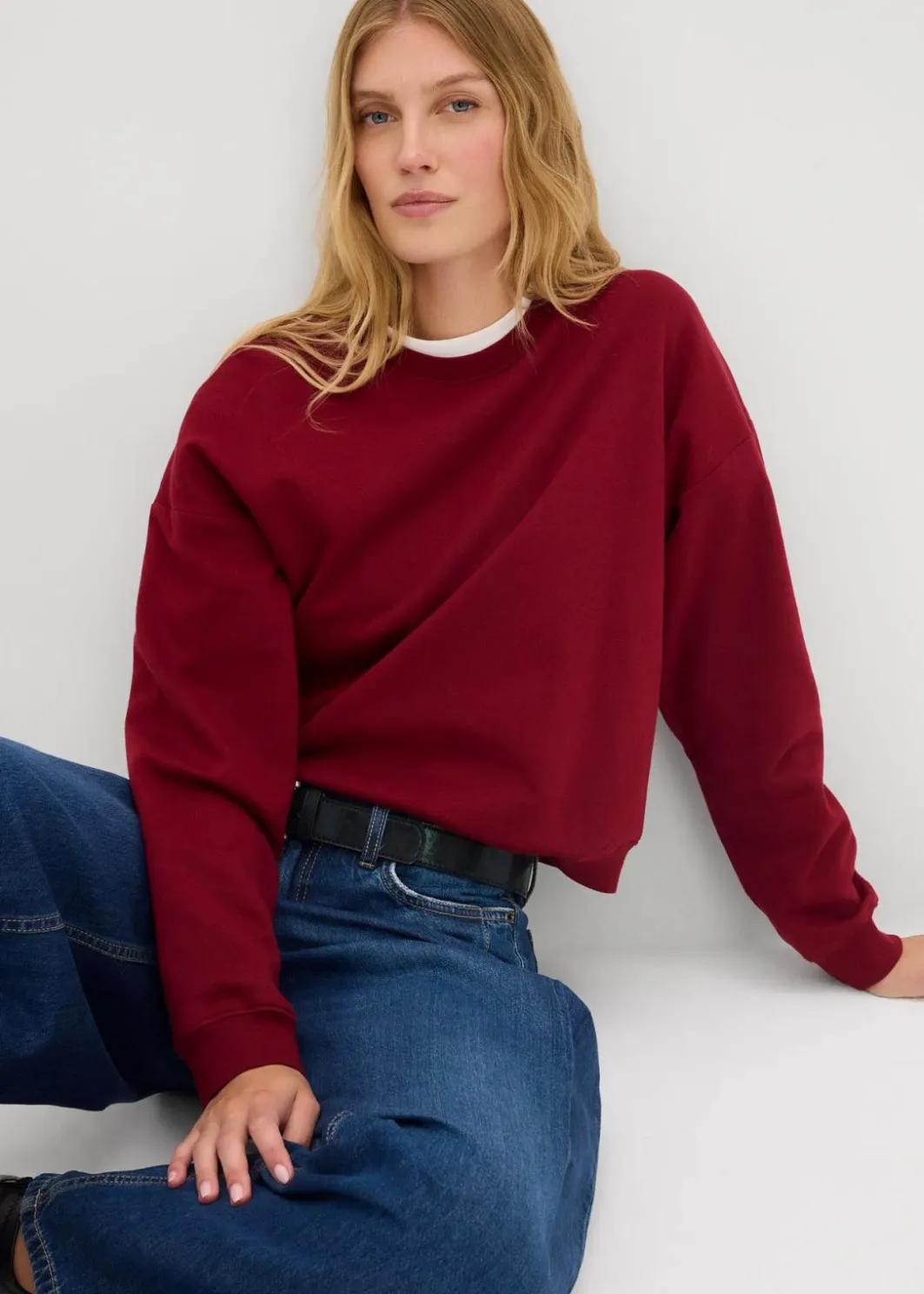 Damen bonprix Nachhaltigere Materialien|Sweat|Kurzes Oversize-Sweatshirt aus reiner Bio-Baumwolle