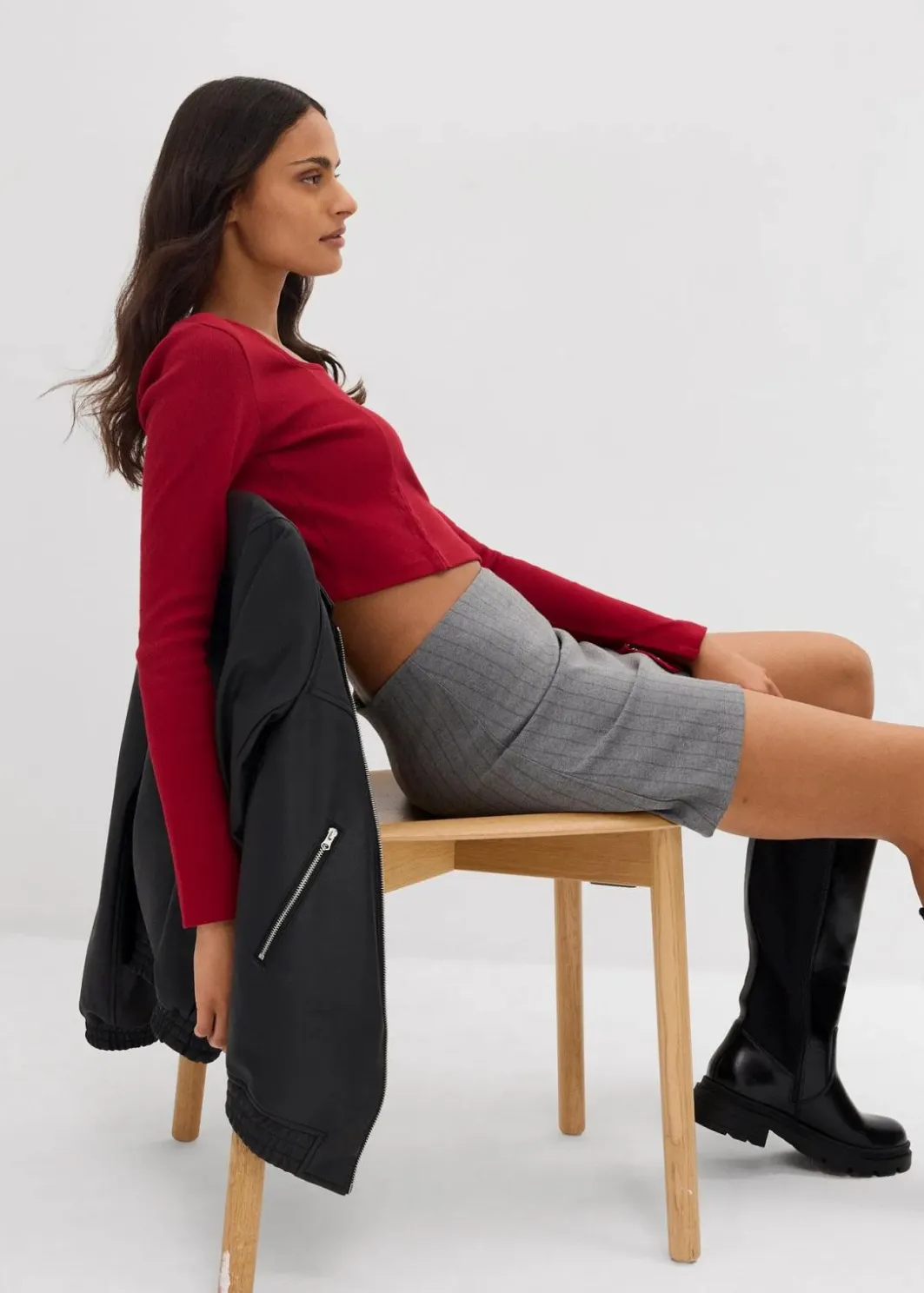 Kurzes Rippshirt Damen Shirts & Tops