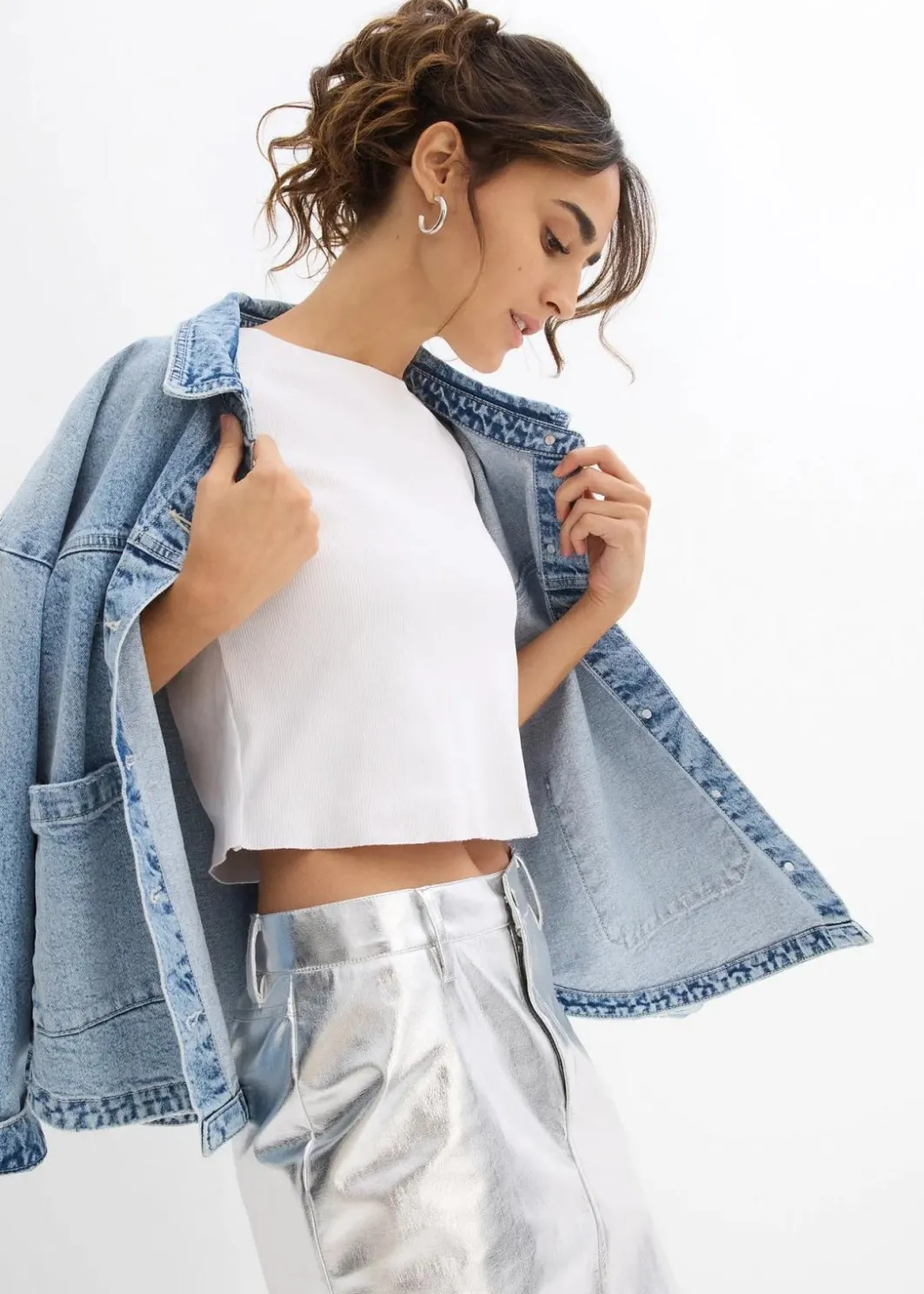 Damen bonprix Shirts & Tops|Nachhaltigere Materialien|Kurzes Rippshirt