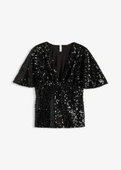 Sale Kurzes Shirt mit Pailletten Damen Shirts & Tops