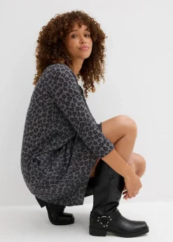 Hot Kurzes Shirtkleid in Strickoptik Damen Kleider