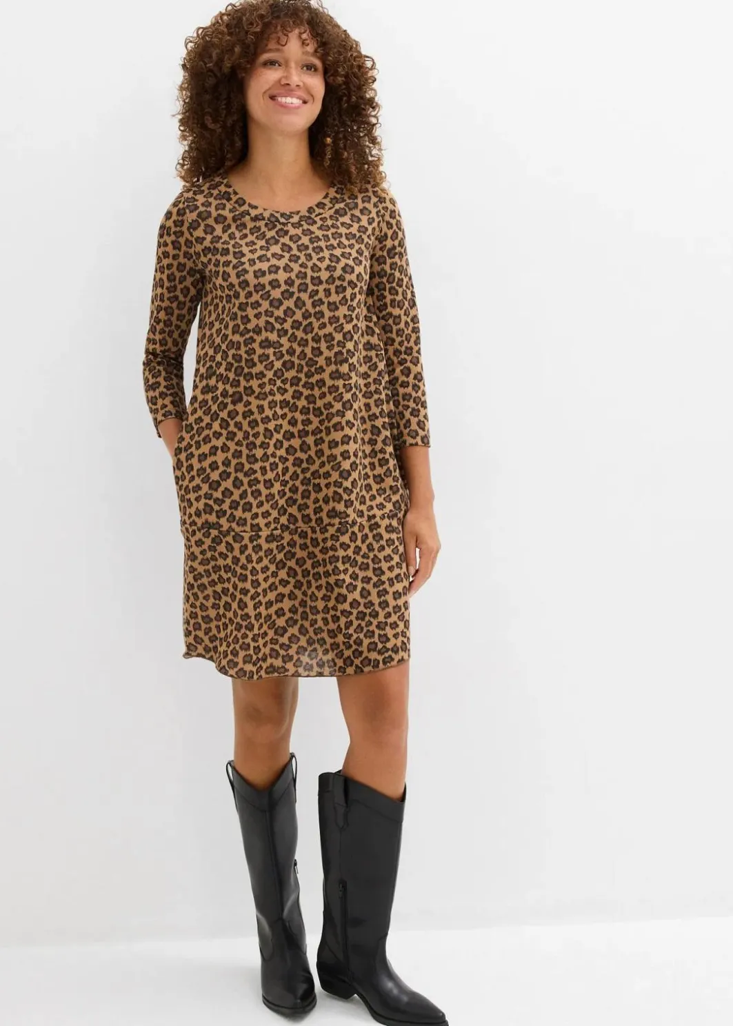 Sale Kurzes Shirtkleid in Strickoptik Damen Kleider