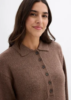 Damen bonprix Strickmode|Kleider|Kurzes Strickkleid mit Knopfleiste