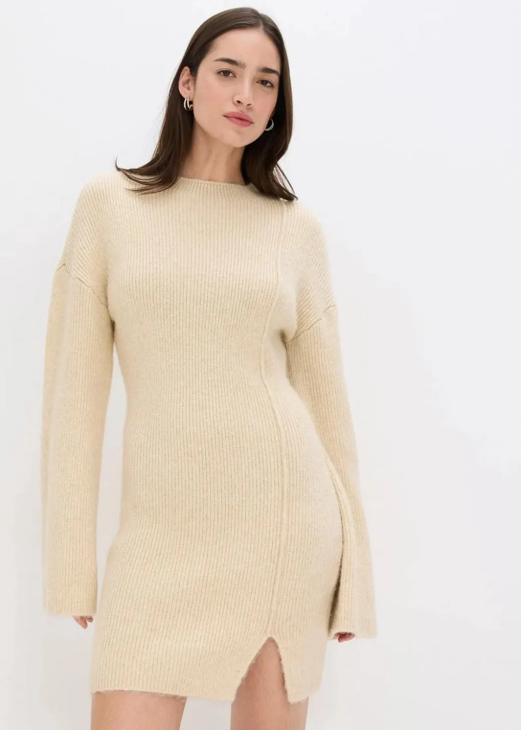 Damen bonprix Bekleidung·Umstandsmode|Bekleidung·Pullover & Strickjacken|Kurzes Strickkleid mit Wollanteil
