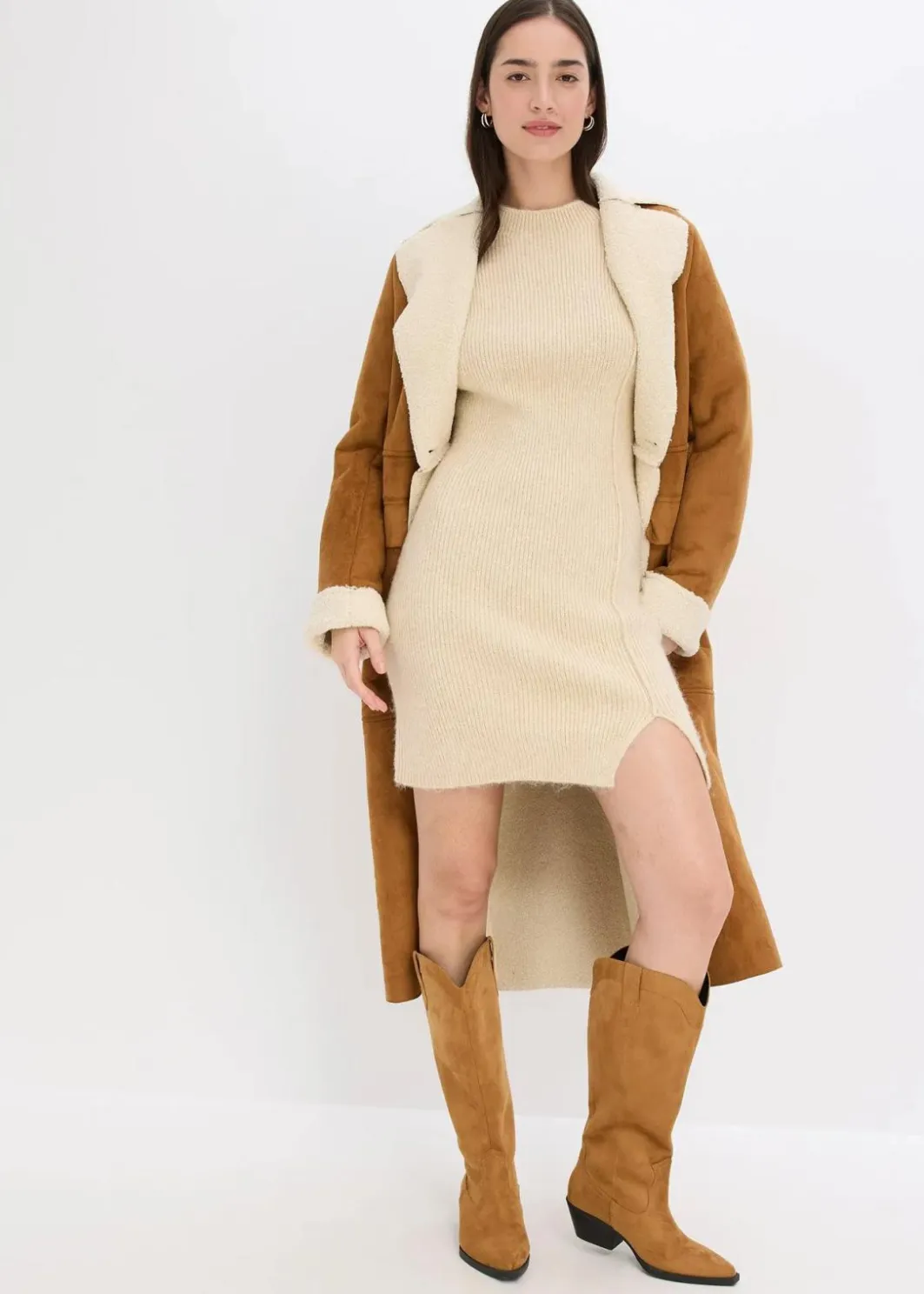 Damen bonprix Bekleidung·Umstandsmode|Bekleidung·Pullover & Strickjacken|Kurzes Strickkleid mit Wollanteil