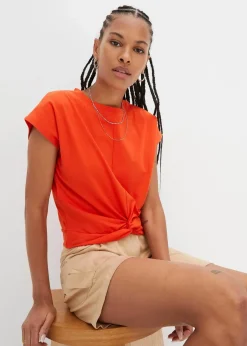 New Kurzes T-Shirt aus reiner Bio-Baumwolle Damen Shirts & Tops